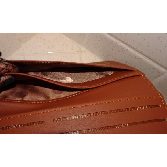 Royal Fair Brown Wallet Clutch w/ Hand Strap money holder bow - Picture 7 of 12